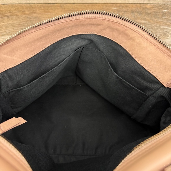 Italian Leather Top Handle Satchel Blush Crossbody Quiet Luxury - Picture 11 of 13